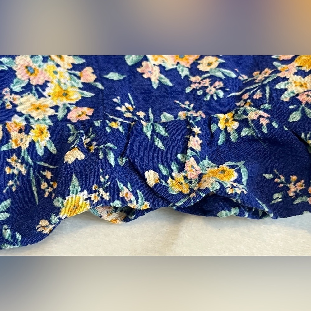 American Eagle Outfitters Blue Floral Elastic Waist Ruffle Shorts Size Small - Picture 13 of 16
